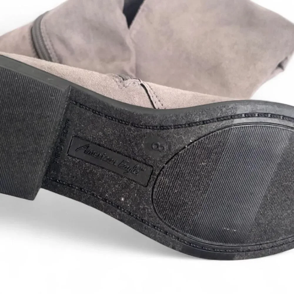 American Eagle Tall Boots Size 8W Soft Lining Foldover Gray NWT Zipper